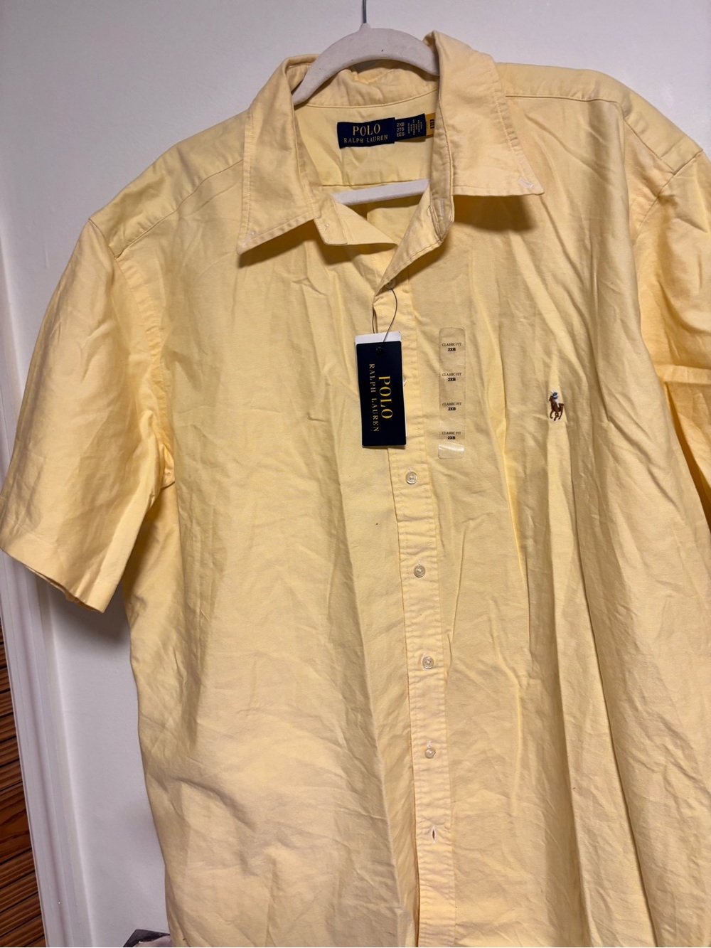Polo by Ralph Lauren Men’s Pale Yellow Short-Sleeve Button-Down Shirt